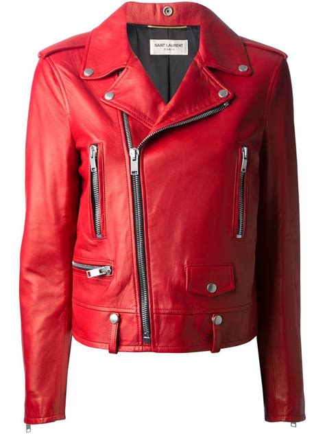 ysl red leather jacket|saint laurent leather jacket women's.